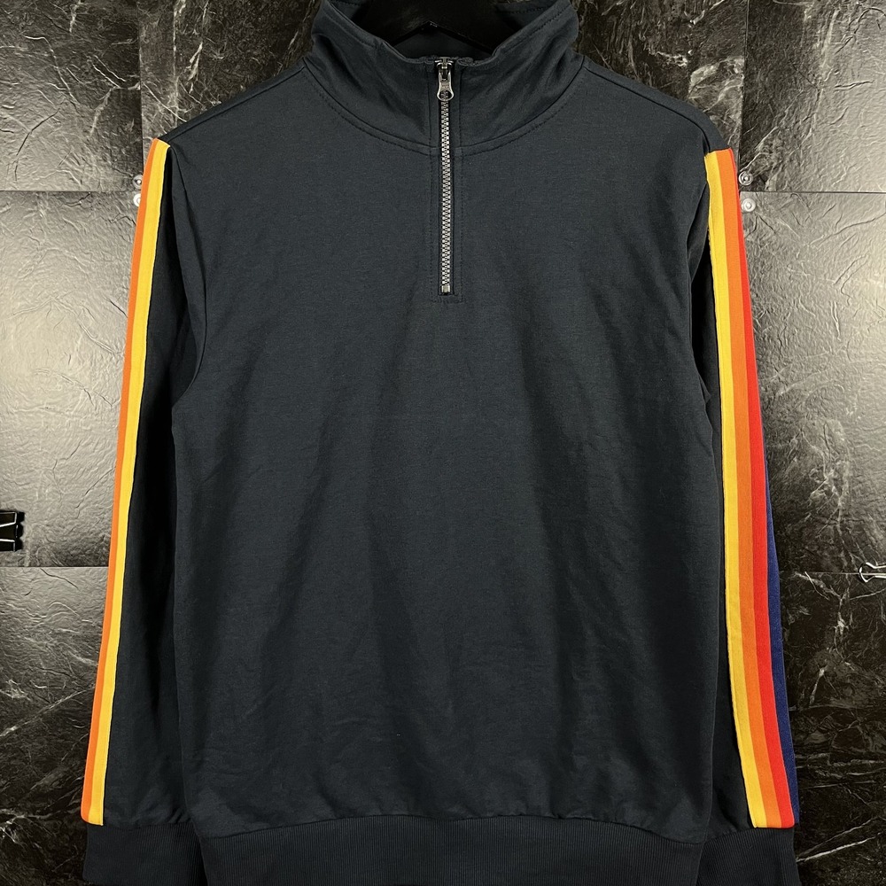 Aldi Men's Blue Fleece Quarter Sweatshirt Small